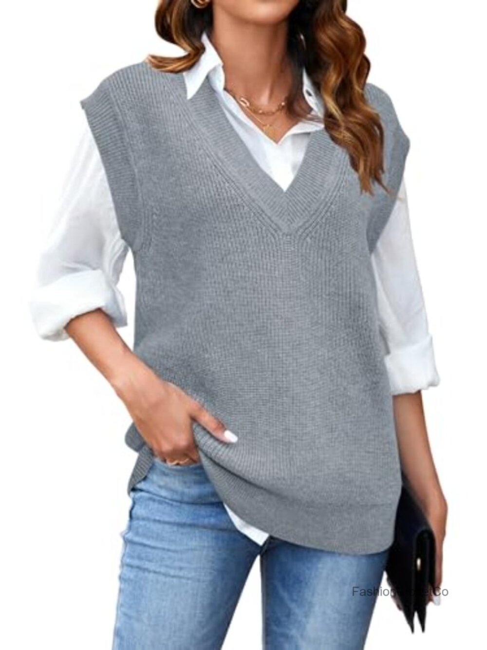 Women's Knit Sweater Vest V-Neck Sleeveless Casual Relaxed Fit Layerable